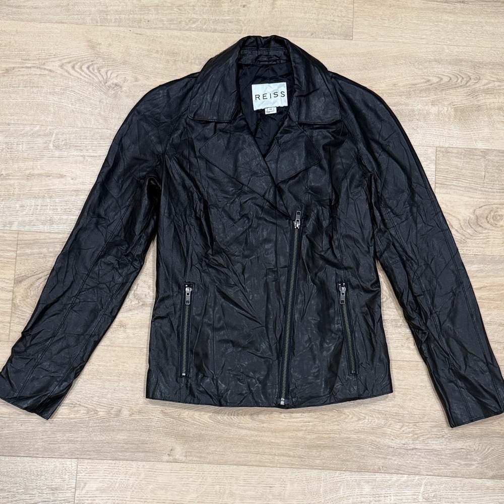Reiss Soft Lamb Leather Moto Jacket